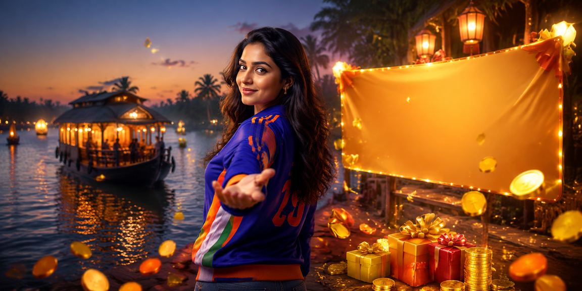 Scenic Kerala backwaters with cricket fans watching and betting live